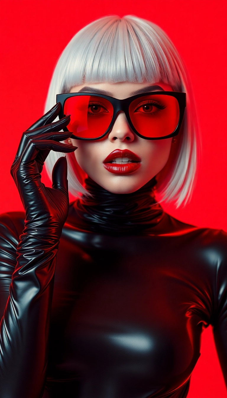 HD iPhone Y2K Woman Fashion Model in Black and Red Captivating Background Picture
